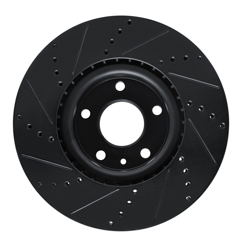 Chevrolet Corvette Brake Rotor (1) - Front Right - R1 Concepts - Drilled & Slotted - Black - `14-`19